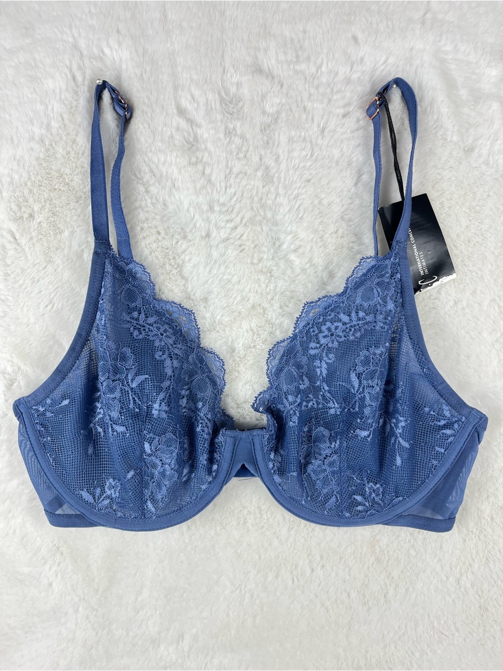 INC Nightfall Blue Lace Underwire Bra NWT Small
